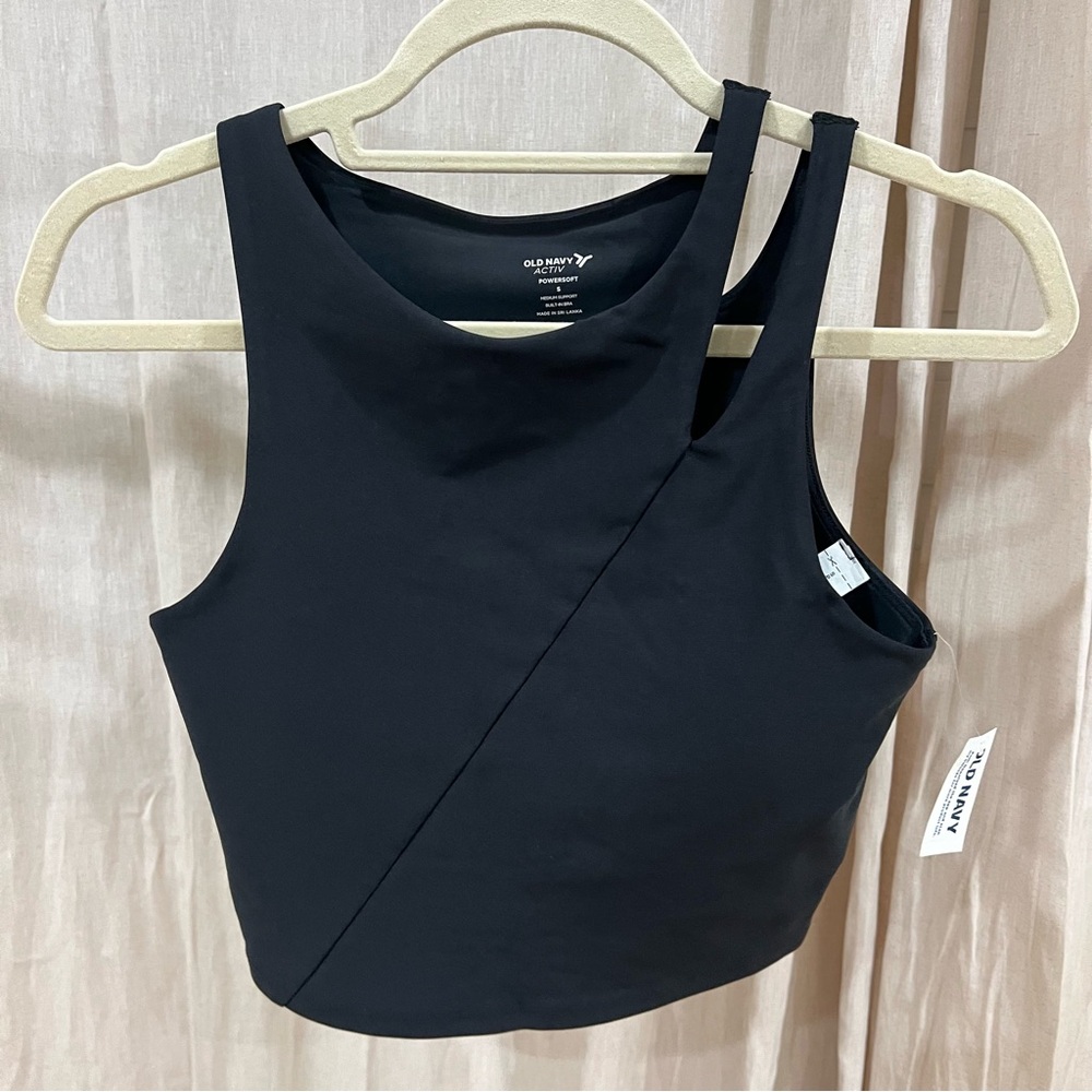 Old Navy Women's Black Asymmetric Active Top